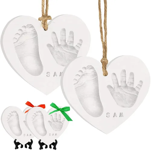 KeaBabies Kit de recuerdo de manos y huellas para bebé, kit de adornos de huellas de manos y pies recién nacidos de secado rápido para niños y