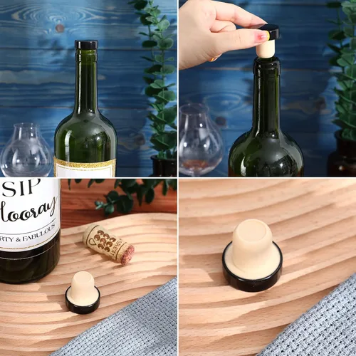 Miniatura 5 de Yookeer Tapón en forma de T de corcho para botellas de vino, tapón reutilizable para botellas de cerveza, manualidades (negro, 36 piezas)