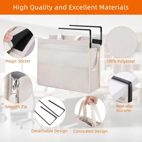 Miniatura 3 de MASTLU Bolsa de almacenamiento para colgar debajo del escritorio, organizador de escritorio, bolsa de almacenamiento lateral de oficina, compatible