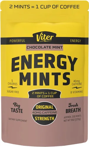 Miniatura 17 de Viter Energy Mentas con cafeína, 40 mg de cafeína, vitaminas B, sin azúcar. (menta, 8 onzas, bolsa a granel)