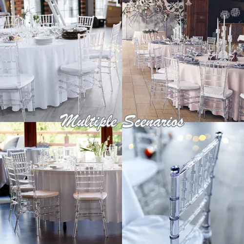Miniatura 4 de KAIHAOWIN Chiavari - Silla de comedor de acrílico transparente Morden para eventos, bodas, fiestas, recepción, transparente