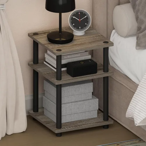 Miniatura 30 de Mesa de noche con cajón Furinno, Madera Roble francés