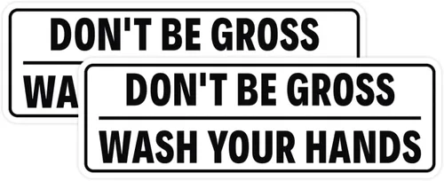 Miniatura 28 de Letrero estándar para puerta o pared, diseño de "Don't Be Gross ("Wash Your Hands"), color negro, mediano