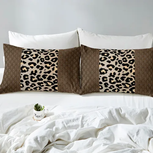 Miniatura 6 de Erosebridal Sábanas de cama de guepardo, sábana bajera con estampado de leopardo, tamaño individual, sábanas de rayas marrones, funda de cama