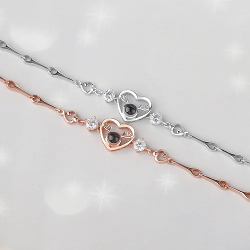 Miniatura 28 de Godchoices Pulsera de fotos personalizada, pulsera de proyección de fotos con imagen en el interior, collar con texto en inglés "I Love You