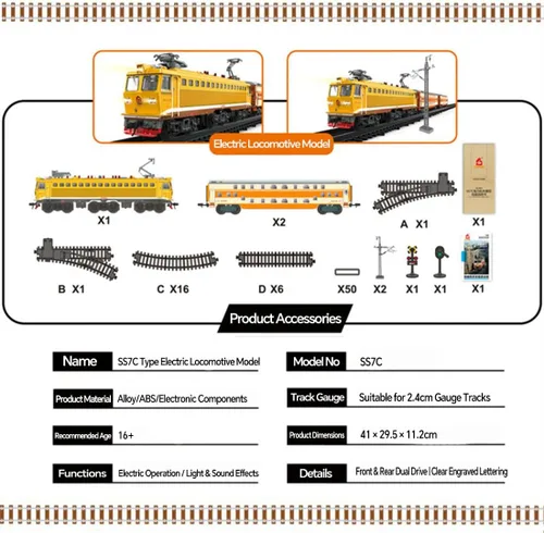 Miniatura 2 de Juego de tren de vapor de aleación SS7C con operación eléctrica, sonido envolvente y efectos de luz, y pista circular larga para juegos educativos