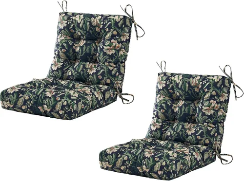 Miniatura 10 de BLISSWALK Cojines para sillas de exterior, 40 x 20 x 4 pulgadas, cojín de mimbre grueso con respaldo bajo y lazos para muebles de patio, floral