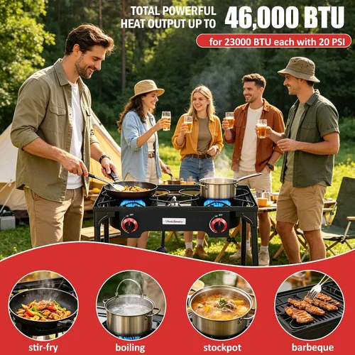 Miniatura 9 de Vivicreate Regulador de Gas Propano de Alta Presión 20 PSIG para Acampar al Aire Libre Parrilla de Barbacoa Estufa de Quemador Estufas de Gas
