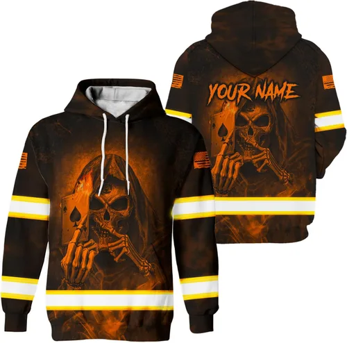 Miniatura 10 de Maddly Ropa de trabajo de seguridad con calavera de alta visibilidad con la bandera de EE. UU., nombre personalizado para trabajadores, corredores
