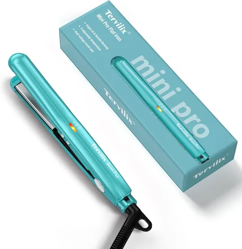Miniatura 8 de Terviiix Mini plancha plana para cabello corto, temperatura ajustable, 1/2 pulgada, mini alisador de pelo de viaje de cerámica portátil