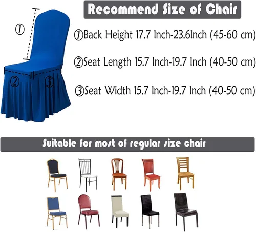 Miniatura 5 de Dimatic Juego de 2 fundas elásticas para sillas de comedor, fundas Parsons con falda, de elastano súper ajuste, funda protectora de asiento para Azul