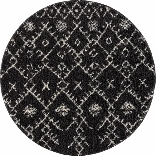 Miniatura 103 de Hauteloom, Duncans - Alfombra de estilo granja de pelo mullido para sala y dormitorio, con borlas - Beige, carbón, gris - 2 pies 7 pulgadas x 7 pies