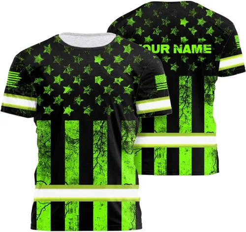 Miniatura 11 de Maddly Colección de ropa de trabajo de alta visibilidad con bandera de EE. UU., personalizada con nombre para trabajadores, corredores, camioneros