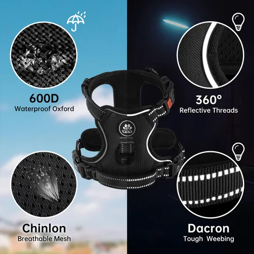 Miniatura 6 de NESTROAD Arnés para Perro Sin Tirones, Arnés de Chaleco para Perro Oxford Ajustable con Correa, Arnés Reflectante Sin Ahogo para Mascotas con Mango