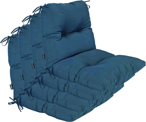 Miniatura 8 de Juego de 4 cojines de repuesto para silla de respaldo alto para interiores y exteriores, color negro