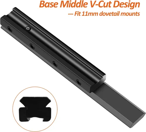 Miniatura 4 de LONSEL Adaptador Convertidor de Carril de Cola de Milano de 11mm a Picatinny de 21mm - 155mm/6.1" de Largo Montura de Mira de Perfil Bajo