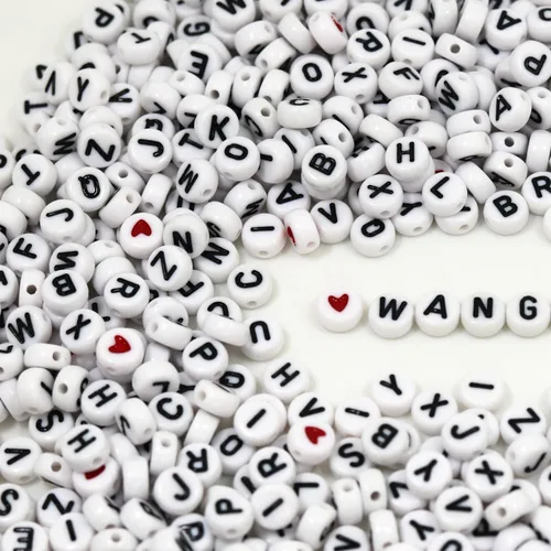 Miniatura 4 de 1450 cuentas de letras, kits de cuentas redondas de letras acrílicas de 0.16 x 0.27 pulgadas, cuentas del alfabeto, cuentas de la A a la Z y corazón