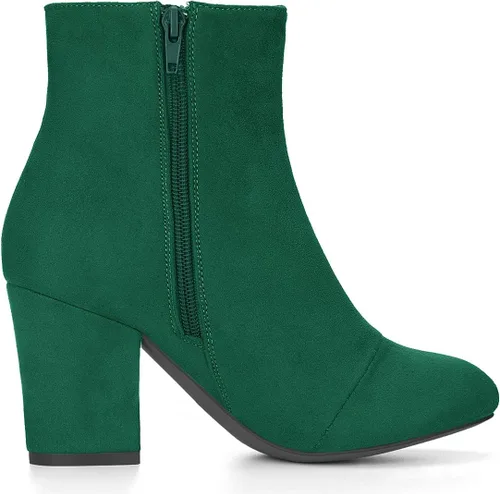 Miniatura 6 de Allegra K Botines de tacón grueso con punta redonda para mujer