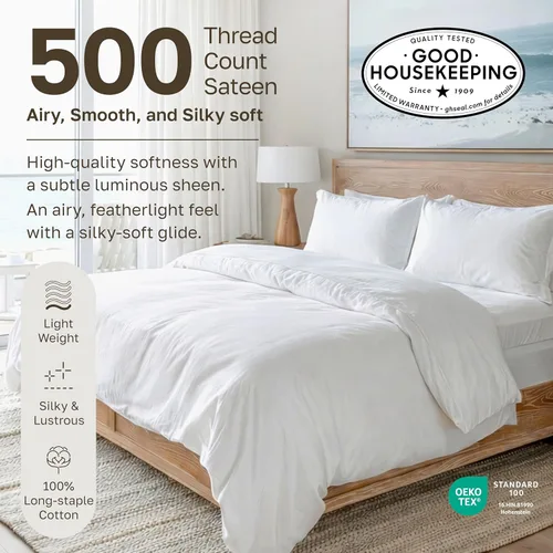 Miniatura 3 de California Design Den Sábanas de cama tamaño individual, sábanas suaves de 100% algodón con bolsillos profundos elásticos, 500 hilos satinados, 13