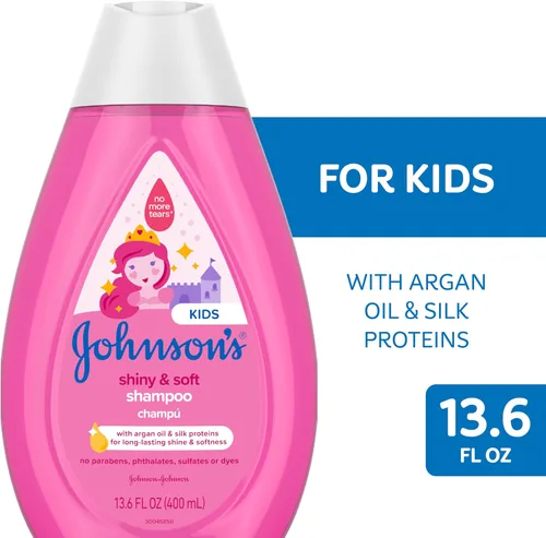 Miniatura 7 de Johnson's Shiny & Soft - Champú para niños con aceite de argán y proteínas de seda, el lavado diario del cabello de los niños limpia suavemente