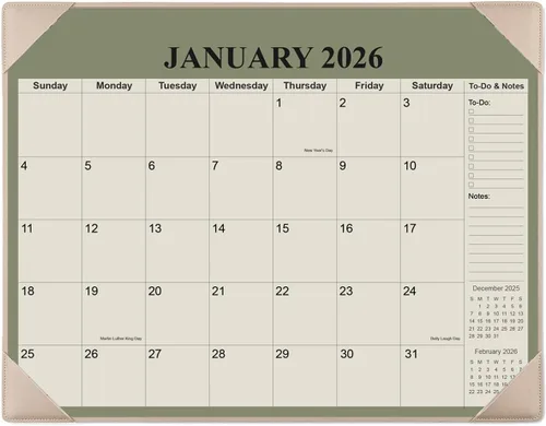 Miniatura 12 de Calendario de Escritorio 2026 con Alfombrilla de Escritorio, Calendario de Escritorio Pequeño de 18 Meses de Enero de 2026 a Junio de 2027, Verde