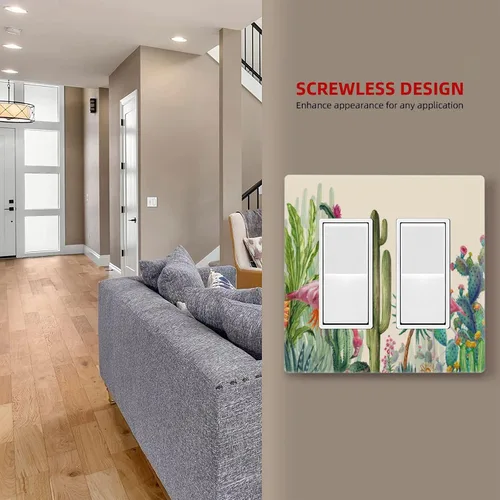 Miniatura 530 de Cubiertas de placa de pared de 3 gang con interruptor de luz de triple palanca, en negro y dorado con esplendor de oro rosa, estampado floral
