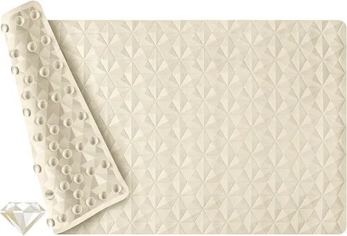 Tapete antideslizante para bañera y ducha, tapete de goma natural con 241 ventosas, tapete de seguridad suave para baño, patrón único de diamante,