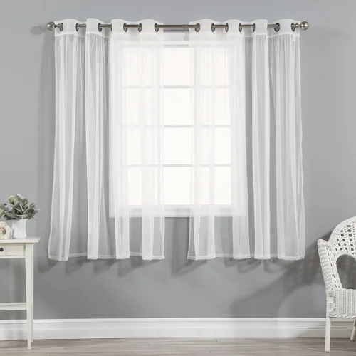 Miniatura 9 de Best Home Fashion juego de cortinas combinadas y mezcladas con estampado marroquí, para oscurecimiento de habitación, 4 unidades, arandelas