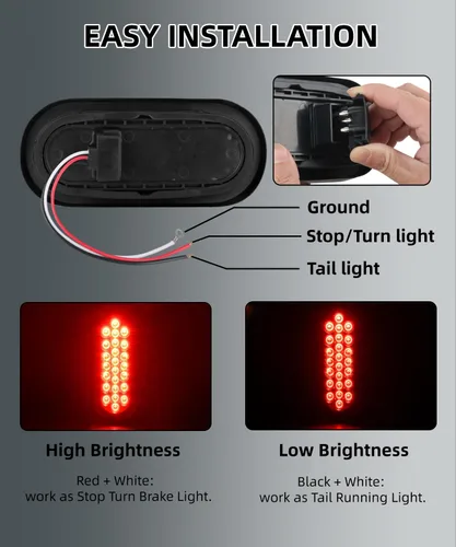 Miniatura 2 de 10x Enchufe de Cable de 3 Hilos para Luz de Remolque de Camión Moldeado de 3 Clavijas Arnés Pigtail para Parada, Giro, Cola Sellada Redonda Ovalada