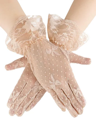 SATINIOR Women's Lace Gloves Bow Floral Bridal Wedding Gloves for Tea Party Summer Prom Costume Accessories