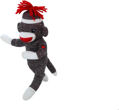 Miniatura 4 de Plushland Adorable mono calcetín de 8 pulgadas de alto, suave y realista, juguete de peluche de punto, para niños, bebés, adolescentes, niñas