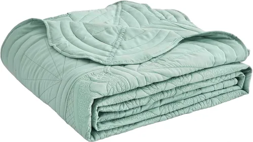 Miniatura 8 de DaisyHuang Colcha – Cobertor de cama tamaño completo – Juego de colcha moderno y contemporáneo, costuras reales, reversible, ligero, 5 piezas