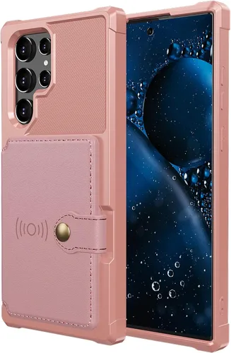 Miniatura 7 de Wefor Funda para Samsung Galaxy S22 Ultra 5G - Funda tipo cartera con bolsillos para tarjetas de piel sintética para Samsung Galaxy S22 Ultra 5G Oro