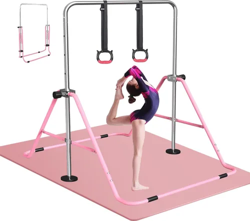 Miniatura 9 de FBSPORT Gymnastics Bar for Kids, Adjustable Height Gymnastic Horizontal Bars,Junior Training Bar Children Folding Training Monkey Bars for Home Using
