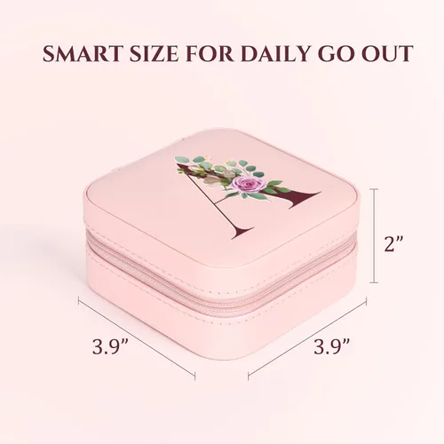 Miniatura 4 de Joyero pequeño con inicial, estuche organizador de joyas de viaje, estuche de joyería pequeño personalizado, estuche organizador de joyas, caja
