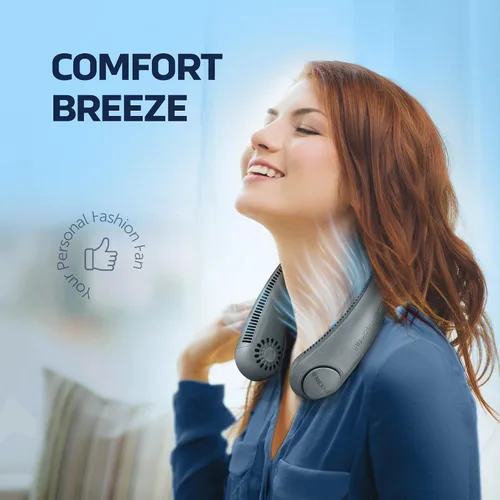 Miniatura 2 de NEXAIR Ventilador de cuello portátil de enfriamiento manos libres, ventilador de cuello ligero sin aspas, 3 velocidades, batería de 2400 mAh, tiempo