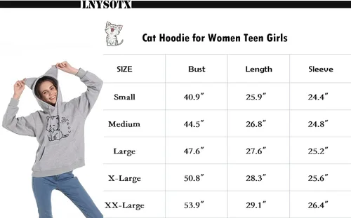Miniatura 7 de Sudaderas con capucha de gato para mujeres, adolescentes y niñas