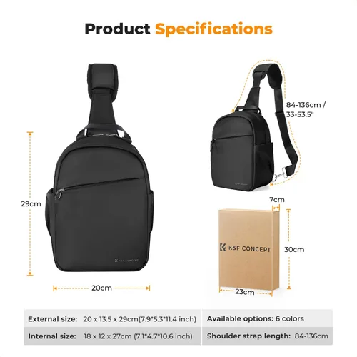 Miniatura 8 de K&F CONCEPT Bolso Pequeño para Cámara para Fotógrafo, Bolso de Hombro Cruzado para Cámara DSLR/SLR/Sin Espejo, Estuche Compacto para Cámara