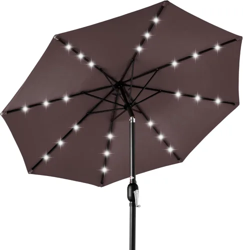Miniatura 20 de Best Choice Products Solar Polyester LED Lighted Patio Umbrella w/Tilt Adjustment and UV-Resistant Fabric Gris niebla