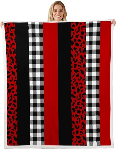 Miniatura 18 de Homewish Abstract Leopard Kids Throw Blanket,Cheetah Skin Wild Animals Bed Blanket for Girls Boys Women,Geometric Stripes Fashion Fleece