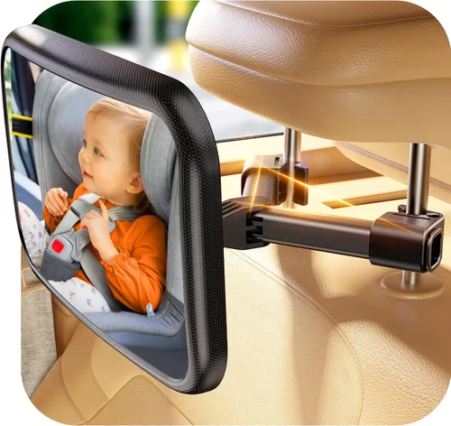 Espejo de Coche para Bebé con Diseño de Gancho para Bebé, Espejo de Coche Anti-sacudido para Asiento de Bebé, Espejo Trasero para Recién Nacidos,