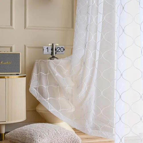 Miniatura 30 de Cortinas traslúcidas blancas de 84 pulgadas de largo, cortinas traslúcidas con bolsillo para barra para sala de estar, dormitorio, 2 paneles, 52x84