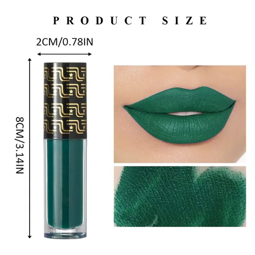 Miniatura 6 de Kilshye Lápiz labial líquido mate para Halloween, pigmento gótico, brillo labial, terciopelo para disfraz, para mujeres y niñas, paquete de 1 (verde)