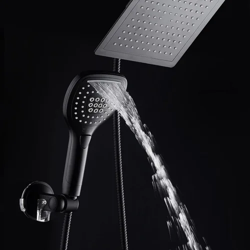 Miniatura 6 de DreamSpa - Combo de cabezal de ducha de lluvia/manual ultra-lujoso de 9 pulgadas. Conveniente botón pulsador de control de flujo para fácil