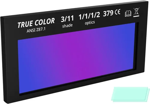 Lente de soldadura HD de oscurecimiento automático, lente de filtro de soldadura de color verdadero de 2 x 4.25 pulgadas, con 2 piezas de repuesto