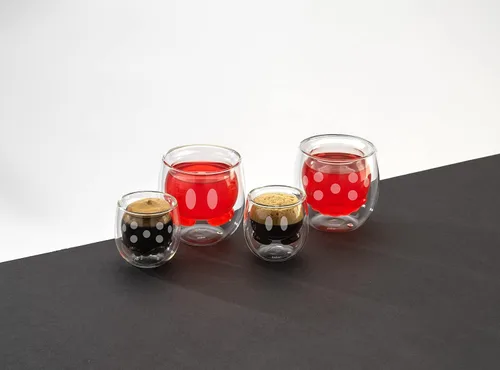 Miniatura 6 de JoyJolt Mickey Pants and Minnie Skirt 3D - Juego de 2 tazas de café de vidrio de doble pared de 7.4 onzas, tazas de café de Disney, tazas de café
