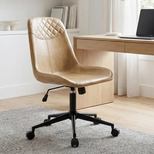 Miniatura 3 de DUHOME Silla de oficina moderna de cuero PU Silla de escritorio Silla giratoria para computadora Camel