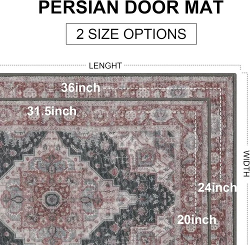 Miniatura 2 de Collive Tapete lavable para interiores, tapete retro antideslizante de 20" x 32" pulgadas, alfombra de área de absorción rápida, alfombra de entrada
