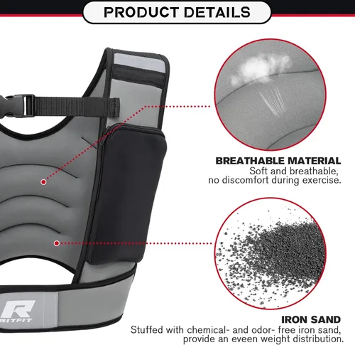 Miniatura 4 de RitFit Weighted Vest, 4lb/8lb/10lb/12lb/15lb/20lb Weight Vest with Reflective Stripes, Weight Vest Adjustable for Women and Men Workout, Strength