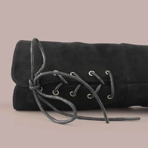 Miniatura 7 de Hawkwell Botas de moda altas hasta el muslo para mujer sobre la rodilla, botas de tacón bajo negro